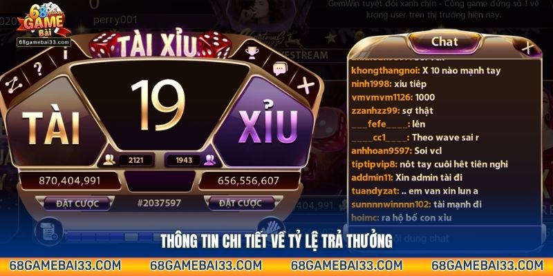 Thông tin chi tiết về tỷ lệ trả thưởng trong game Tài Xỉu Mu88